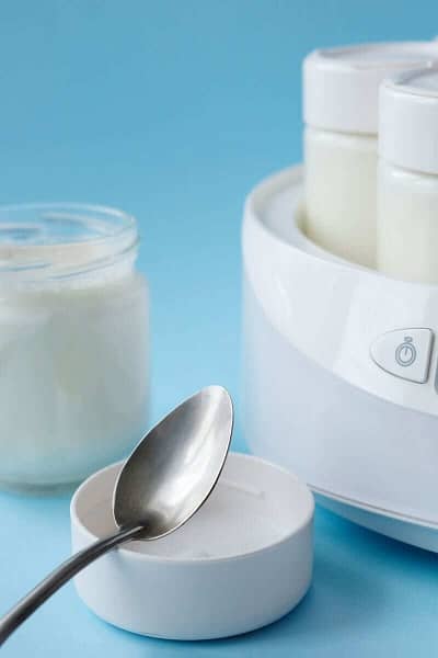 Yogurt substitute in a yogurt maker. 